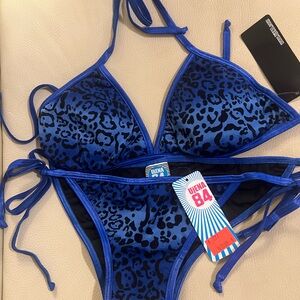 NWT Ujena Blue Leopard Print String Bikini Set - M